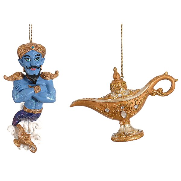 Baumschmuck Orientalisches Märchen Geist mit Wunderlampe (2er Set) - Weihnachtsdeko, Christbaumkugel, Weihnachten