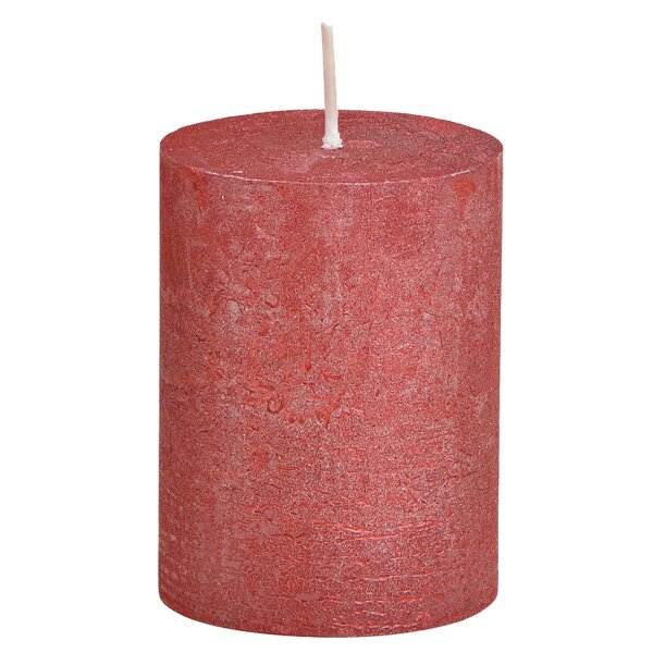 Stumpenkerze, durchgefärbt H: 9 cm, Kerze für Adventskranz, Kerzen (versch. Farben) Shimmer Finish Rot