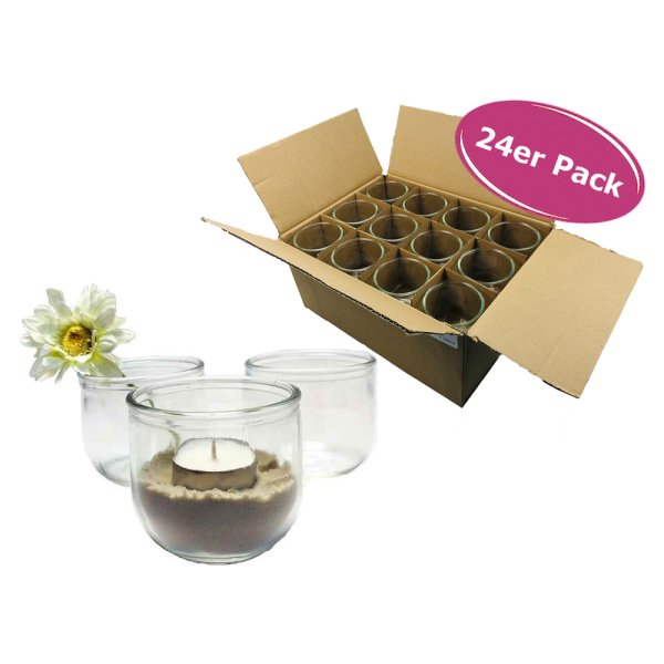 24er Set Klarglas Teelichthalter / Pflanzgefäß Jade - Vase, Tischdekoration