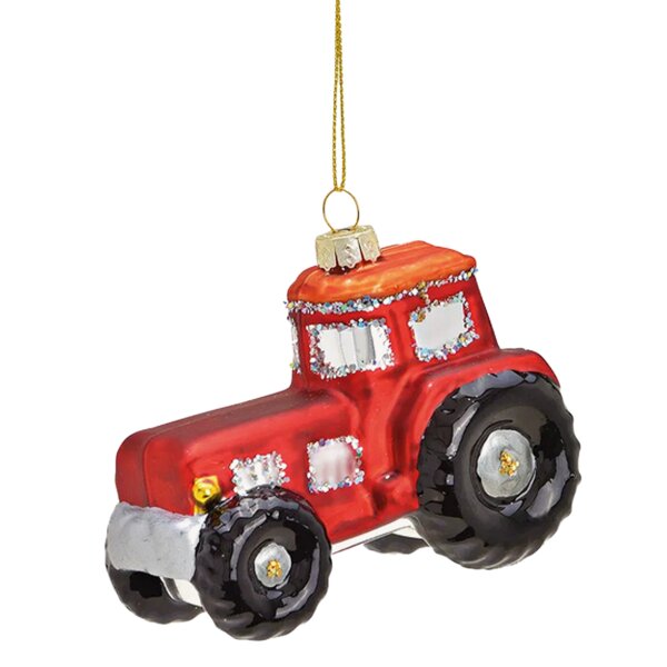 Baumschmuck Traktor rot - Baumkugel für Landwirte, Weihnachtshänger, Weihnachtsdeko Landwirtschaft, Christbaumkugel