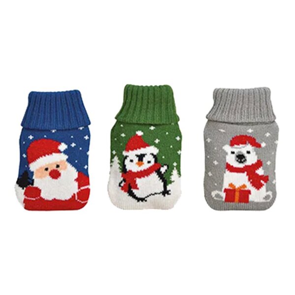 Taschenwärmer Winterfreunde mit Strickbezug, 3er Set - Handwärmer wiederverwendbar, Wichtelgeschenk