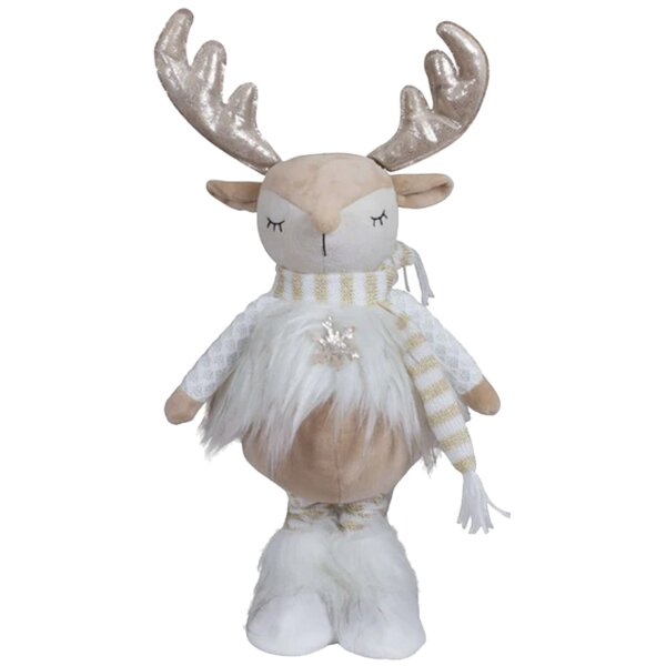 Verträumter Winter Hirsch weiss-gold mit Teleskopbeinen (48-60 cm) - Weihnachtsdeko, Winterdeko, Advent, Dekoration Weihnachten
