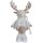Verträumter Winter Hirsch weiss-gold mit Teleskopbeinen (48-60 cm) - Weihnachtsdeko, Winterdeko, Advent, Dekoration Weihnachten