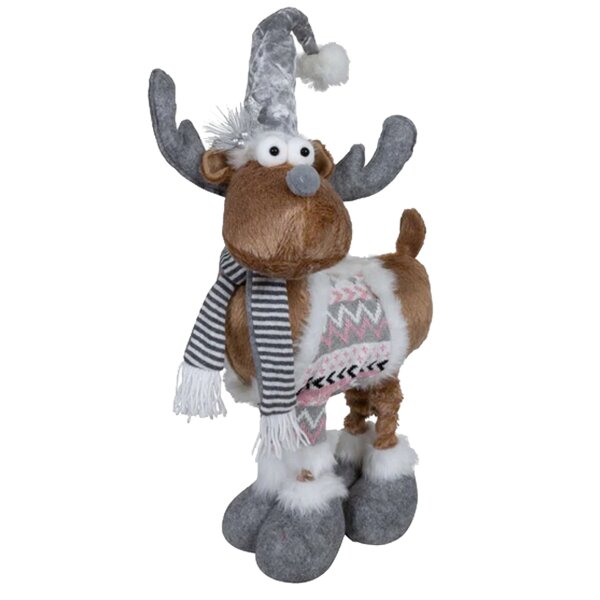 XL Elch mit Teleskopbeinen (77-97 cm) im Winteroutfit - Weihnachtsdeko, Winterdeko, Advent, Dekoration Weihnachten