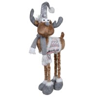 XL Elch mit Teleskopbeinen (77-97 cm) im Winteroutfit - Weihnachtsdeko, Winterdeko, Advent, Dekoration Weihnachten