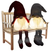 Dekofigur Kantenhocker LED Gnom (2er Set) H: 30 cm - Wichtel, Weihnachtsdeko, Winterdeko, Advent, Dekoration Weihnachten