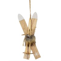 Baumschmuck Wintersport (3er Set) mit Fell-Deko und Glöckchen 10-14 cm zum Hängen - Winter Deko Ski, Schlitten, Schlittschuhe, Winterdeko, Deko Skihütte