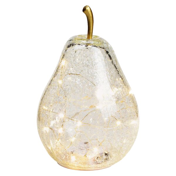 Dekoleuchte Birne (S) Glas, Transparent,  Birnen Lampe mit LED Lichterkette, Dekolampe, Tischleuchte, Birnenlampe