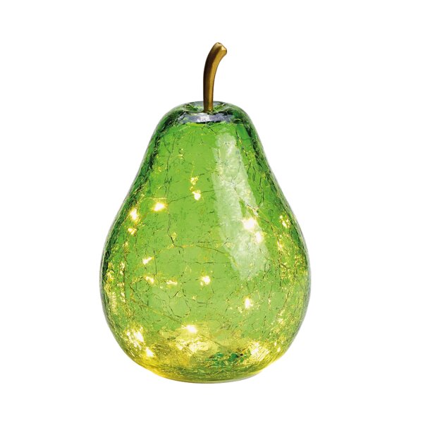 Dekoleuchte Birne (XS) Glas, Hellgrün,  Birnen Lampe mit LED Lichterkette, Dekolampe, Tischleuchte, Birnenlampe