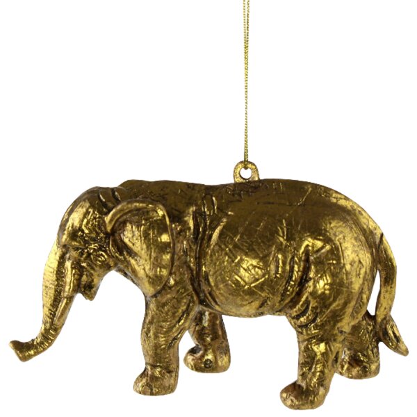 Hänger Elefant gold, Baumschmuck Afrika Tiere - Baumkugel, Weihnachtsdeko, Christbaumkugel