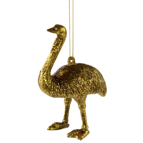 Hänger Vogel Strauss gold, Baumschmuck Afrika Tiere - Baumkugel, Weihnachtsdeko, Christbaumkugel