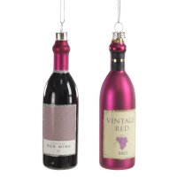 Baumschmuck Rotwein Flasche (2er Set) - Weinflasche,...