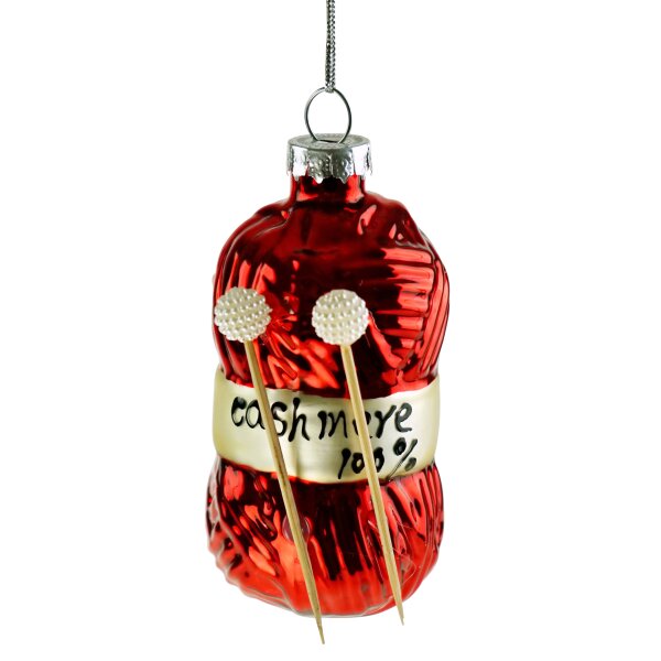 Baumschmuck Wolle Strickzeug rot - Baumkugel für Strickende, Weihnachtsdeko, Christbaumkugel