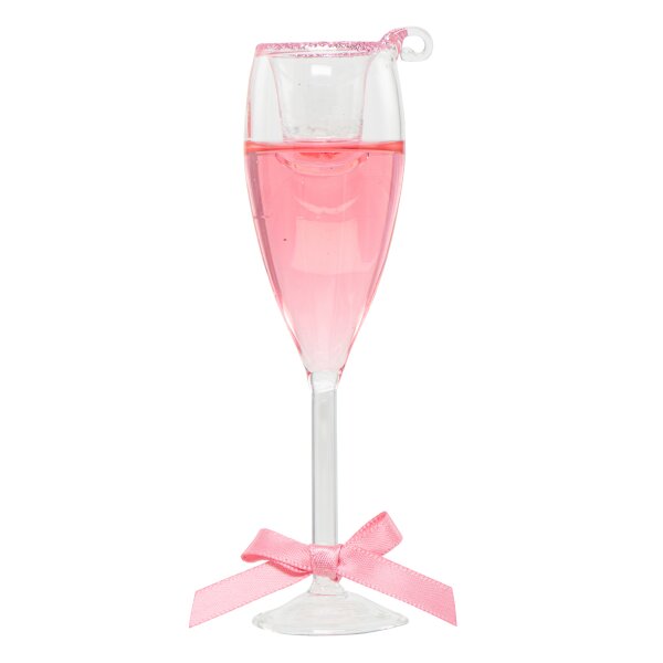 Baumschmuck Champagner Glas pink (gefüllt mit Flüssigkeit) - Baumkugel Sekt Champagne, Weihnachtsdeko, Christbaumkugel