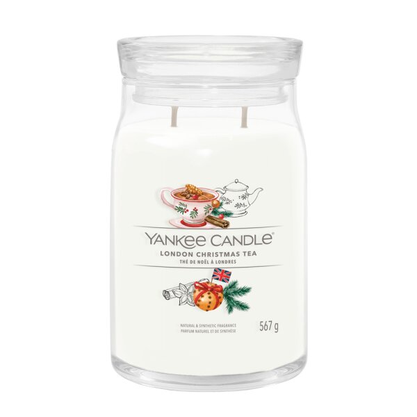 Yankee Candle Duftkerze im Glas (groß) London Christmas Tea - Signature Kerze mit Brenndauer bis zu 90 Stunden