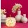 Dekoleuchte Apfel (S) Glas, Pink weiss gepunktet,  Apfel Lampe mit LED Lichterkette, Dekolampe, Tischleuchte, Apfellampe