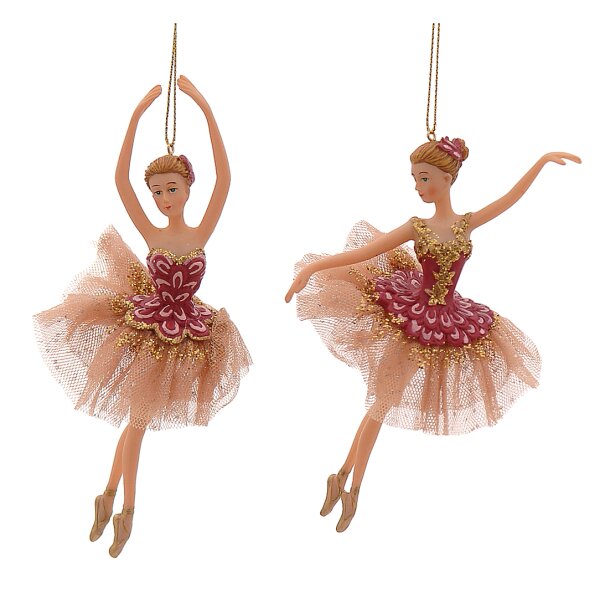 Baumschmuck Ballerina Ballett Tänzerin pink gold (2er Set) - Ballett Weihnachtsdeko, Christbaumkugel, Weihnachten