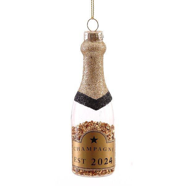 Baumschmuck goldene Champagner Flasche - Gold Champagne Sekt Baumkugel, Weihnachtsdeko, Christbaumkugel