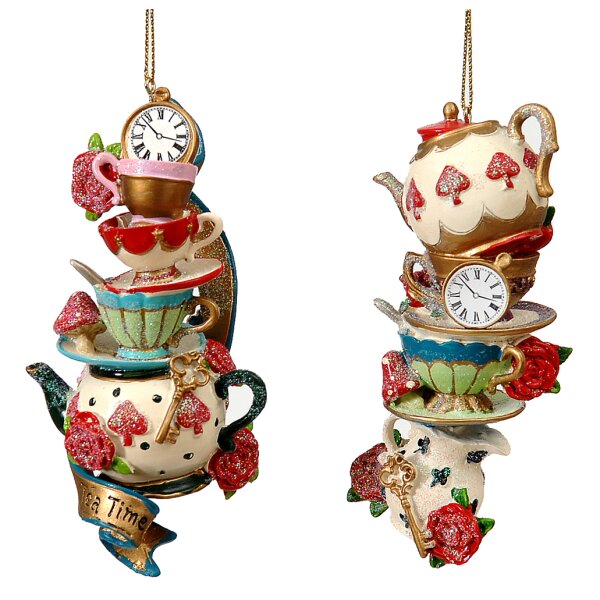 Baumschmuck Alice Tea Time - Teetassen & Teekanne (2er Set) - Weihnachtsdeko, Christbaumkugel, Weihnachten