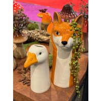 Kleine Deko Vase Fuchs orange H:10 cm aus Keramik -...