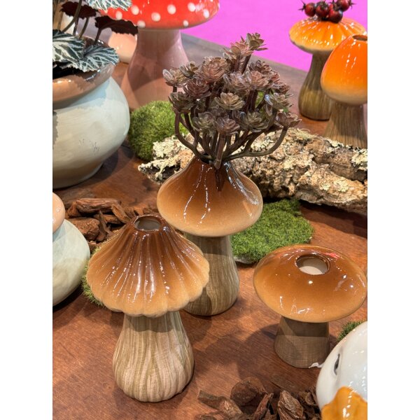 Pilz-Vase Aus Keramik – Handgefertigte Deko Für Blumen Oder Sukkulenten, Boho-stil, Strukturierte Oberfläche