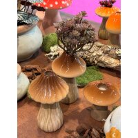 Deko Vase Pilz Amanita braun H:16 cm aus Keramik - Vasen,...