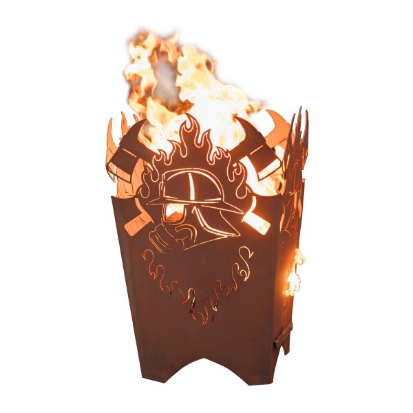 Feuerkorb FEUERWEHR (Atemschutz) im Rost Design, Feuerschale, Feuerstelle für den Garten, Geschenkidee Feuerwehrmann
