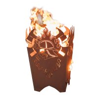 Feuerkorb FEUERWEHR (Atemschutz) im Rost Design,...