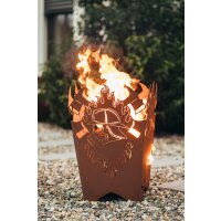 Feuerkorb FEUERWEHR (Atemschutz) im Rost Design,...