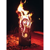 Feuersäule Fliegender Drache im Rost Design,...