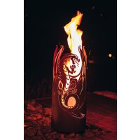 Feuersäule Fliegender Drache im Rost Design,...