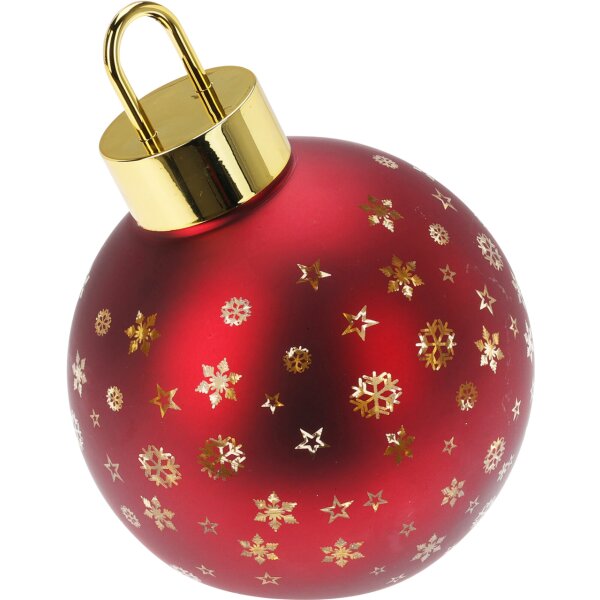 LED Weihnachtskugel rot mit Sternen und Schneeflocken D:15 cm zum Stellen - Adventsdeko, Weihnachtsdekoration, Weihnachten, Advent