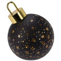 LED Weihnachtskugel schwarz mit Sternen und Schneeflocken...