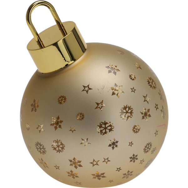 LED Weihnachtskugel gold mit Sternen und Schneeflocken D:15 cm zum Stellen - Adventsdeko, Weihnachtsdekoration, Weihnachten, Advent