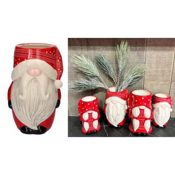 Vase Weihnachtsmann H:23 cm aus Keramik - Weihnachtsdeko, Weihnachtsvase, Weihnachtswichtel Vasen, Dekoration, Keramikvase