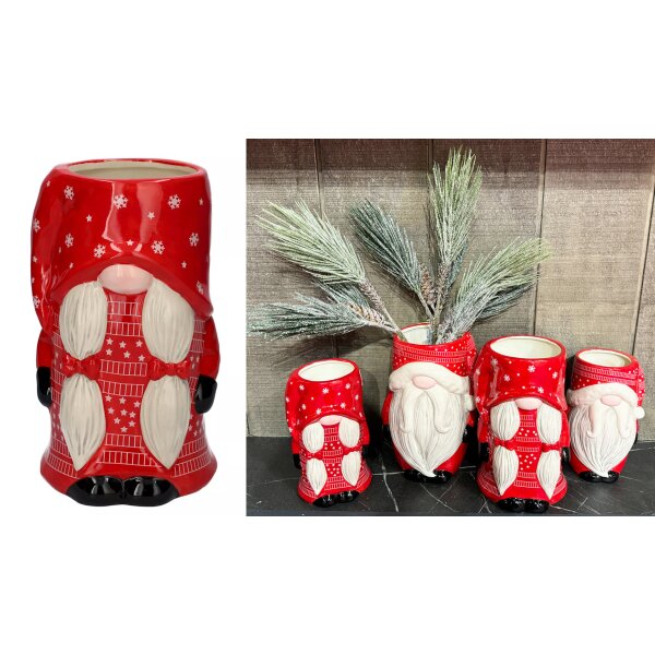 Vase Wichtelfrau H:27,5 cm aus Keramik - Weihnachtsdeko, Weihnachtsvase, Weihnachtswichtel Vasen, Dekoration, Keramikvase