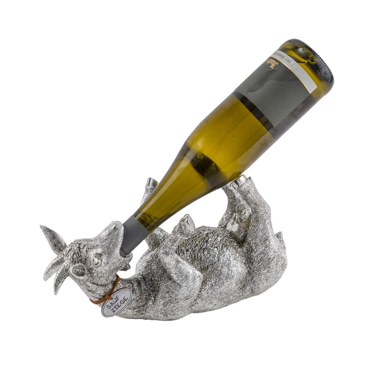 Moderner Wein Flaschenhalter Aus Metall - Silberner Flaschenständer Golfer Design