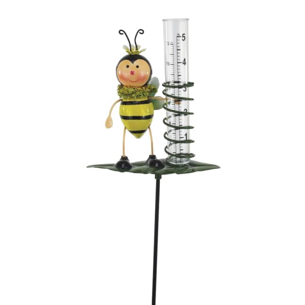 Regenmesser Gartenstecker Biene H:84 cm aus Metall - Deko Niederschlagsmesser Insekten Garten, Gartenteich, Gartendeko, Metalldeko