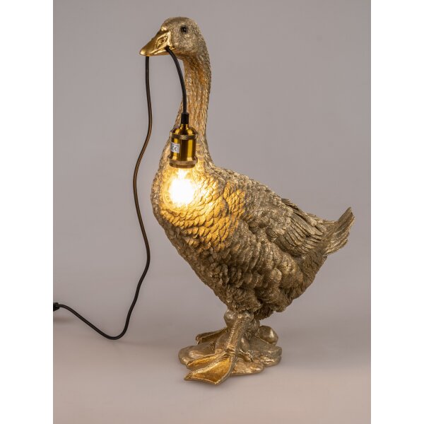 Tischleuchte Lampe Gans H:60 cm antik gold -  Tischlampe, Moderner Deko Stil, Tierleuchte