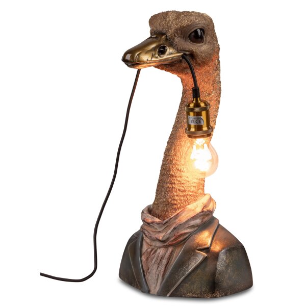 Tischleuchte Lampe Büste Vogel Strauss H:49 cm antik gold -  Tischlampe, Moderner Deko Stil, Tierleuchte