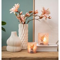 Glas Windlicht Ostern Hase mit Herzen rosa (2er Set)...