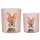 Glas Windlicht Ostern Hase mit Herzen rosa (2er Set) H:8-10 cm - Deko Osterhase, Osterdeko, Kerzenleuchte Kerzenhalter, Teelichthalter Hase, Garten Deko, Tischdeko