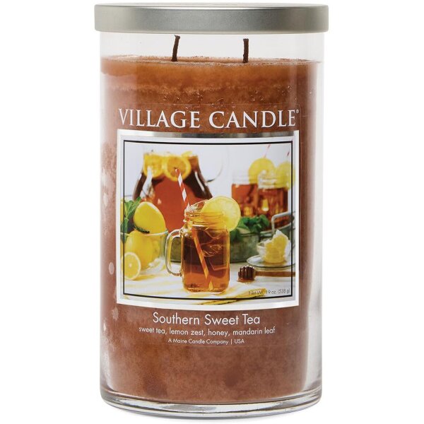 Village Candle Duftkerze im Tumbler Glas (groß) Southern Sweet Tea - Tradition Edition - Kerze mit 2-Docht Technologie