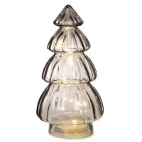 Lampe Tanne aus Glas, grau H:28 cm **B-WARE** (20er LED...