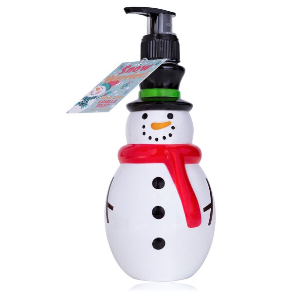 Seifenspender Schneemann 310 ml - Flüssigseife im Pumpspender, Seife Winter Schnee, Handseife Weihnachten, Wichtelgeschenk