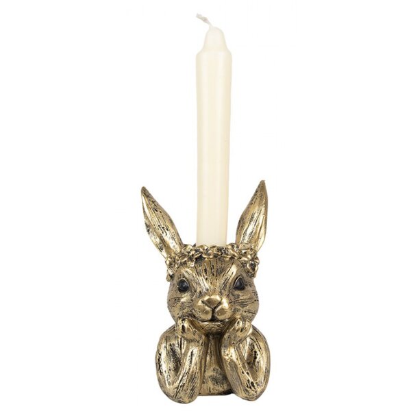 Kerzenständer Kaninchen gold für Stabkerzen 15x9 cm - Kerzenhalter Ostern, Kerzenleuchter Hase, Osterdeko, festliche Dekoration