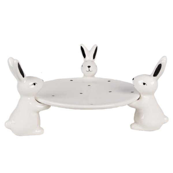 Deko Schale Teller von Kaninchen gehalten aus Keramik 24x12 cm - Frühlingsdeko, Etagere, Tisch Deko Ostern, Dekoteller Hase, Osterdeko, Osterhase