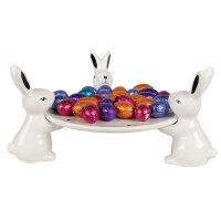 Deko Schale Teller von Kaninchen gehalten aus Keramik 24x12 cm - Frühlingsdeko, Etagere, Tisch Deko Ostern, Dekoteller Hase, Osterdeko, Osterhase