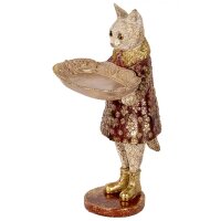 Dekofigur Katze mit Schale H: 27 cm - Frühlingsdeko,...