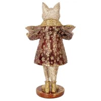 Dekofigur Katze mit Schale H: 27 cm - Frühlingsdeko, Kartenhalter, Deko Katze, Osterdeko, Katzen Dekoration, Ostern